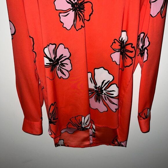 Vince Camuto V-Neck Ladies Orange Floral Blouse - Picture 4 of 9